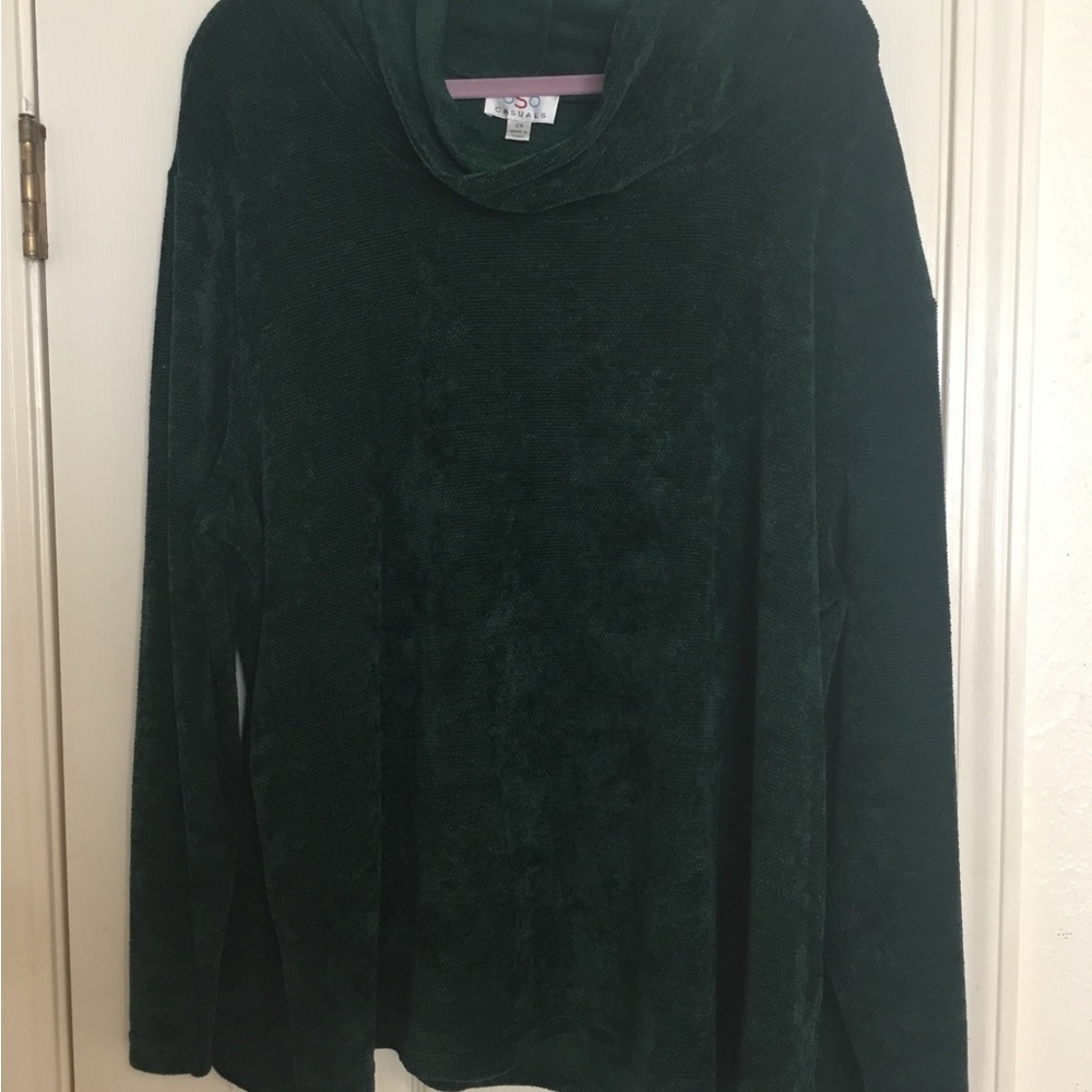 OSO Casual Hunter Green Loose Cowl Neck Sweater - 2X